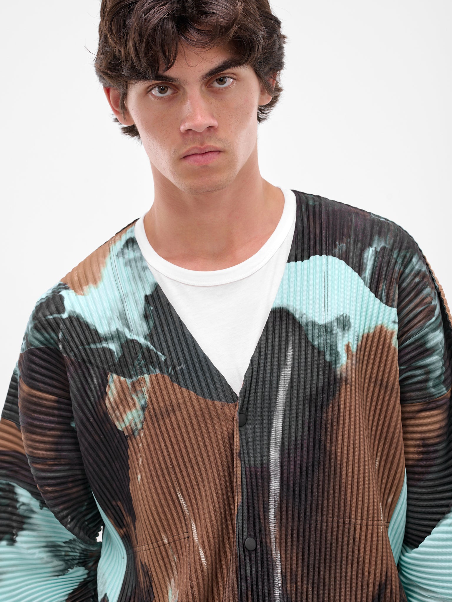 Brown Agate Pleated Cardigan (HP58JL205-44-BROWN)