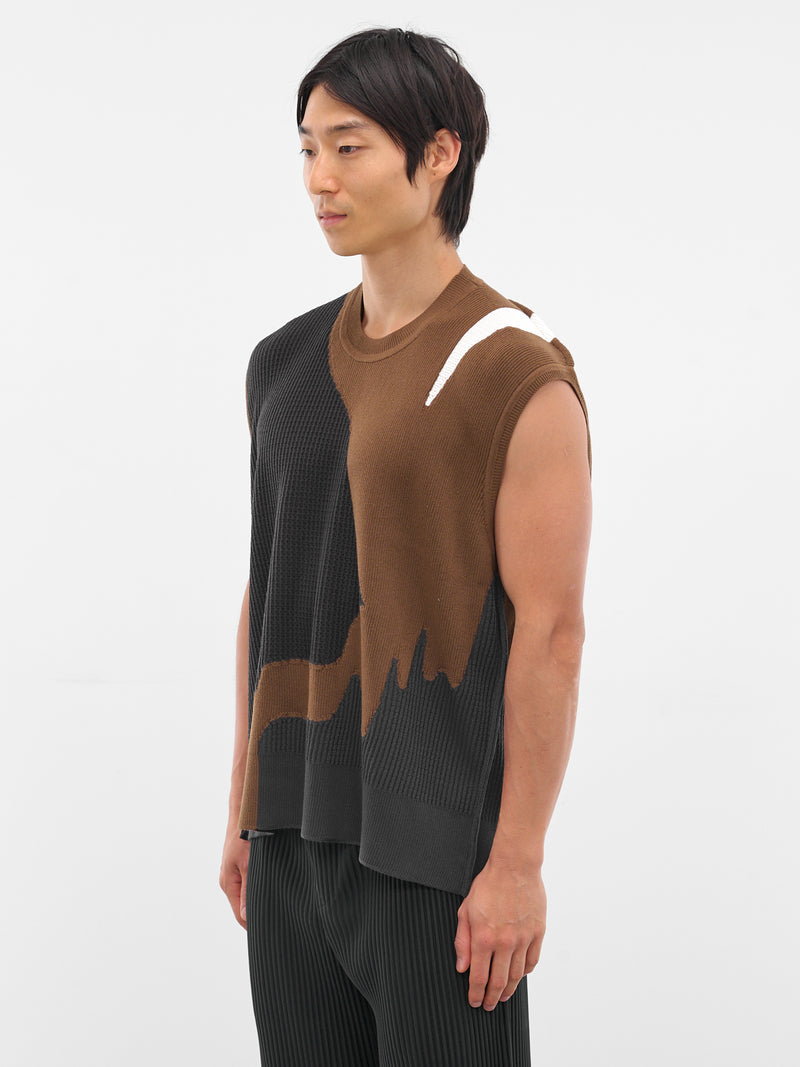 Brown Agate Knit Sweater Vest (HP58KE286-44-BROWN)