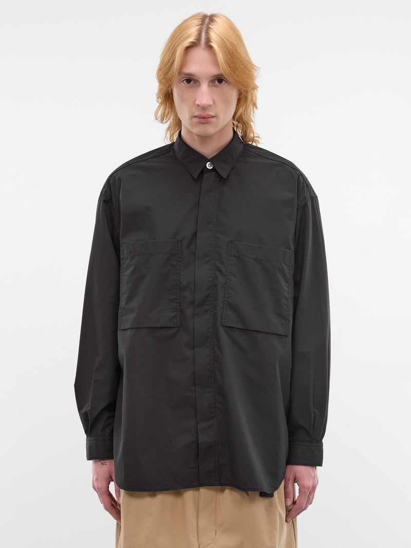 Black Cotton Zip Shirt (HQ-B002-S26-BLACK)