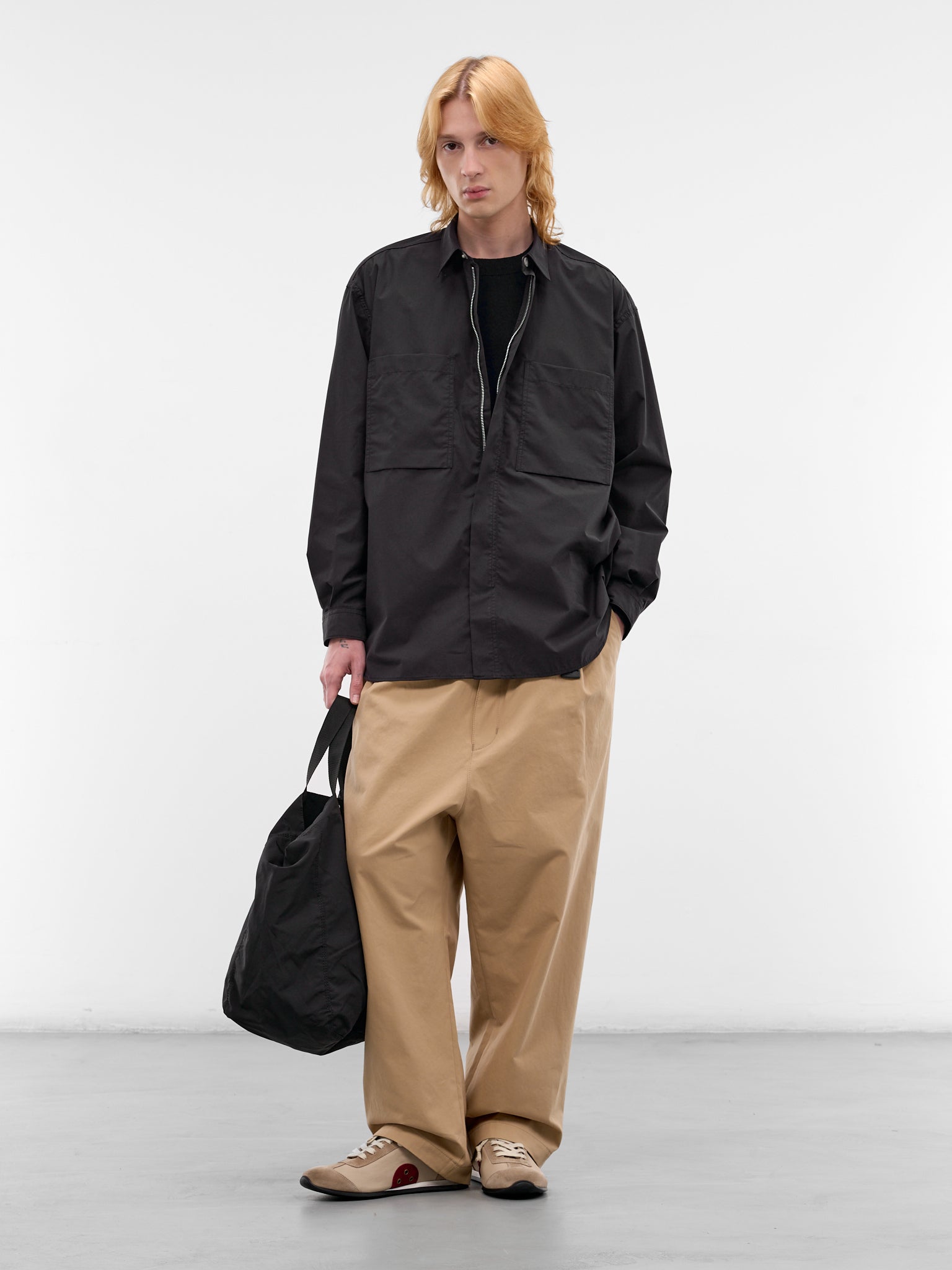 Black Cotton Zip Shirt (HQ-B002-S26-BLACK)