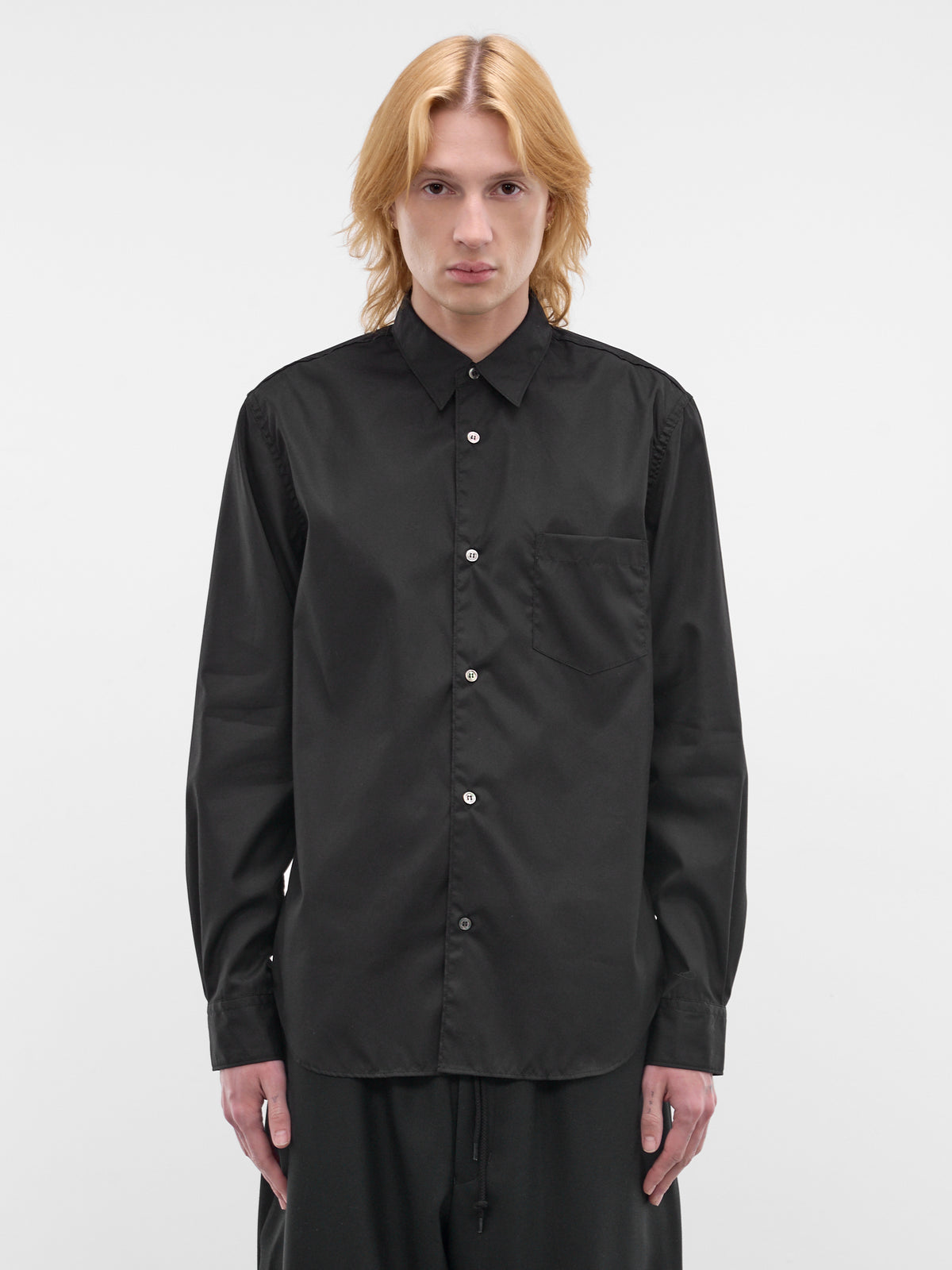 Black Cotton Button-Up Shirt (HQ-B101-S26-BLACK)
