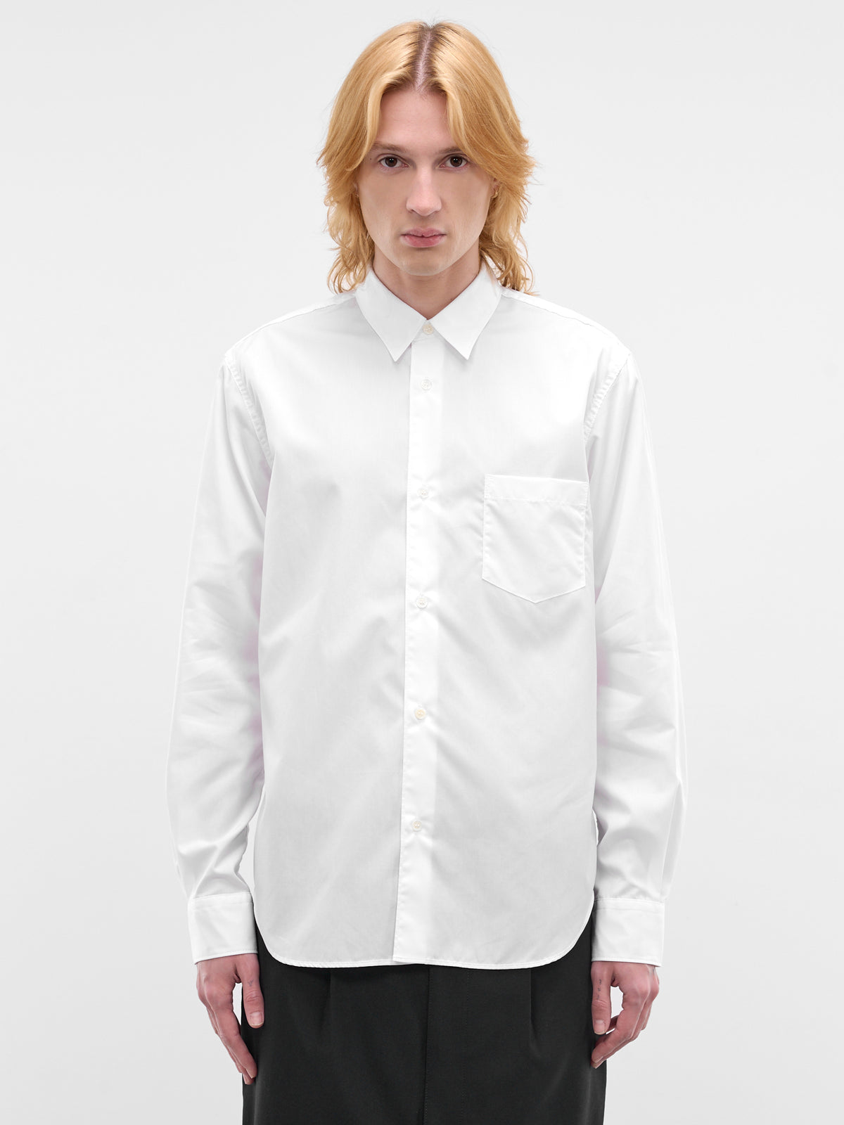 White Cotton Button-Up Shirt (HQ-B101-S26-WHITE)