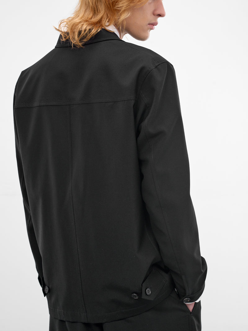 Navy Buttoned Straps Wool Blazer (HQ-J102-S26-NAVY)