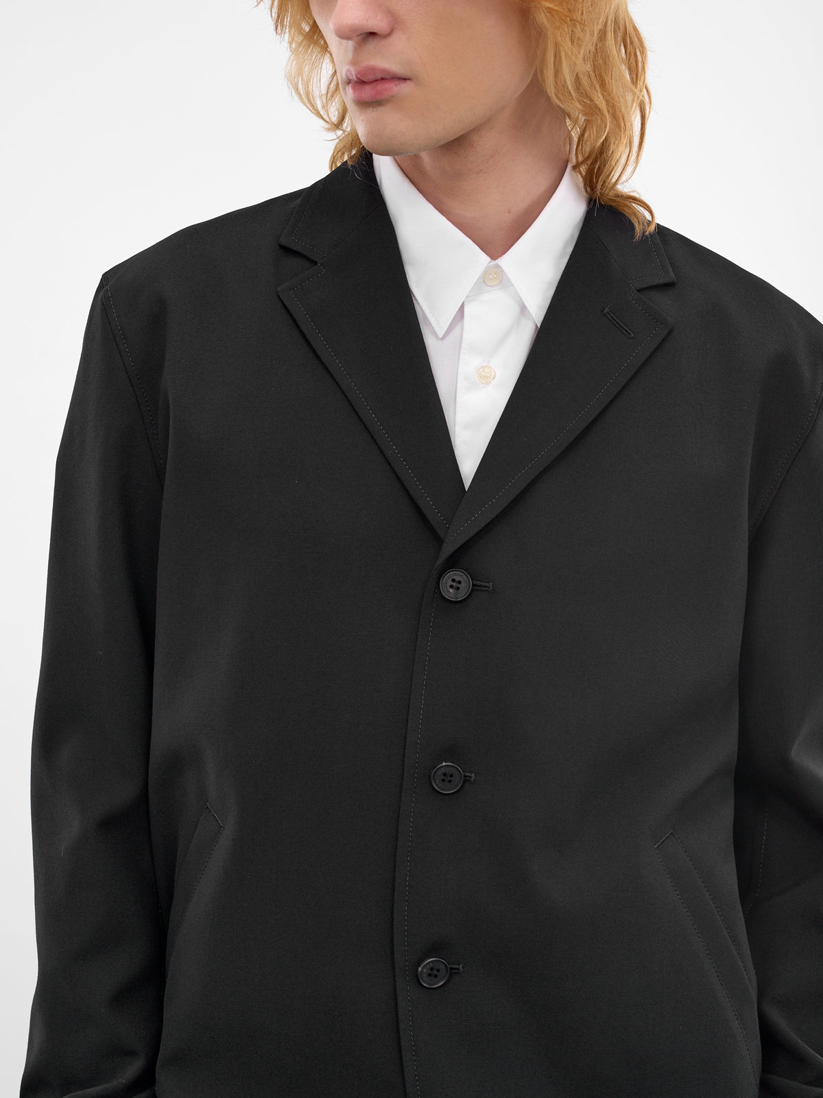 Navy Buttoned Straps Wool Blazer (HQ-J102-S26-NAVY)