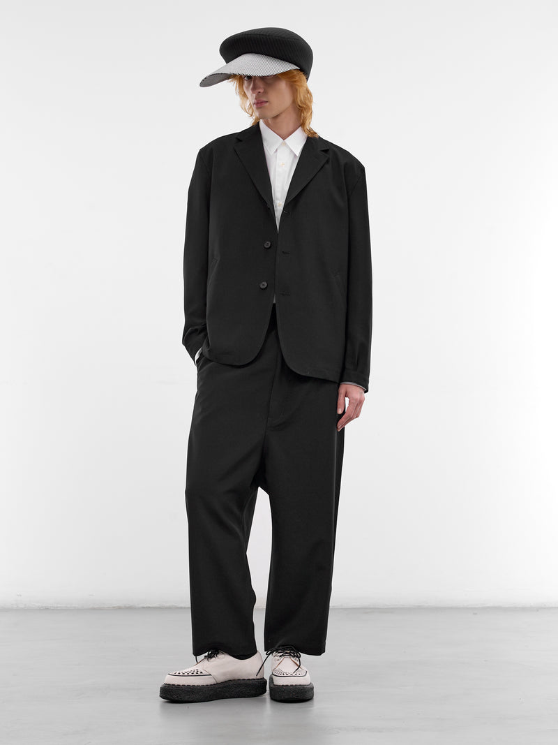 Navy Wool Cropped Wide Trousers (HQ-P102-S26-NAVY)