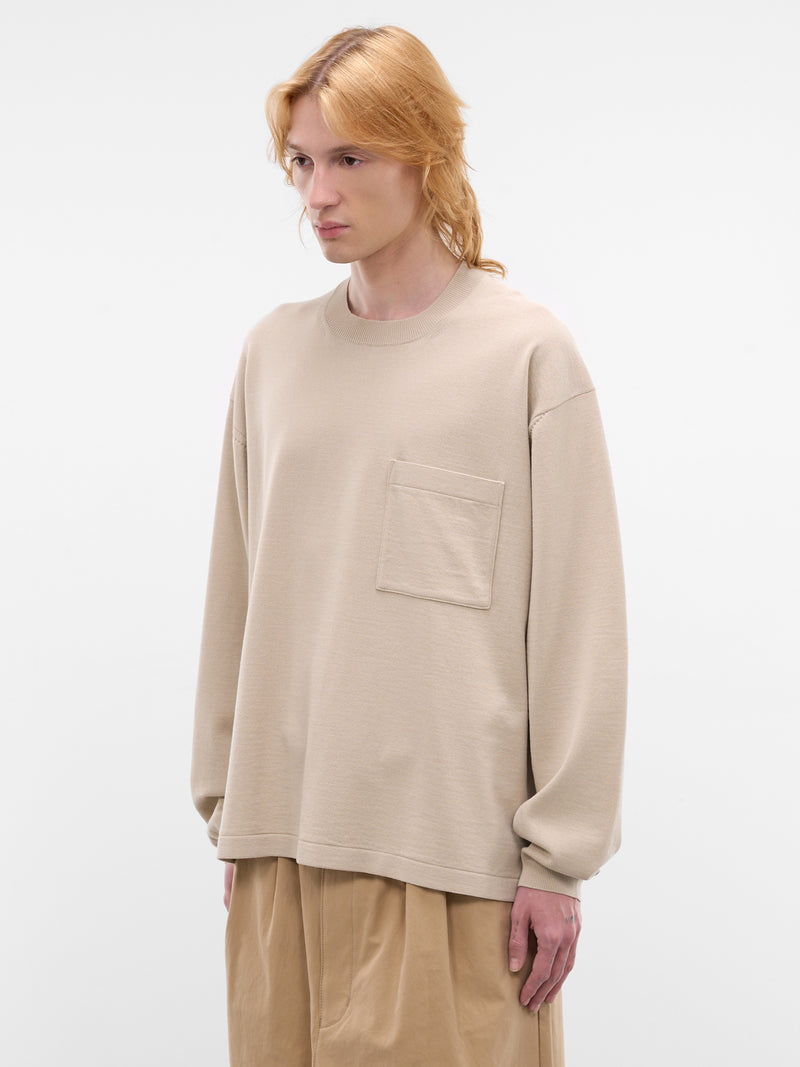 Beige Wool-Cotton Knit Sweater (HQ-N003-S26-BEIGE)