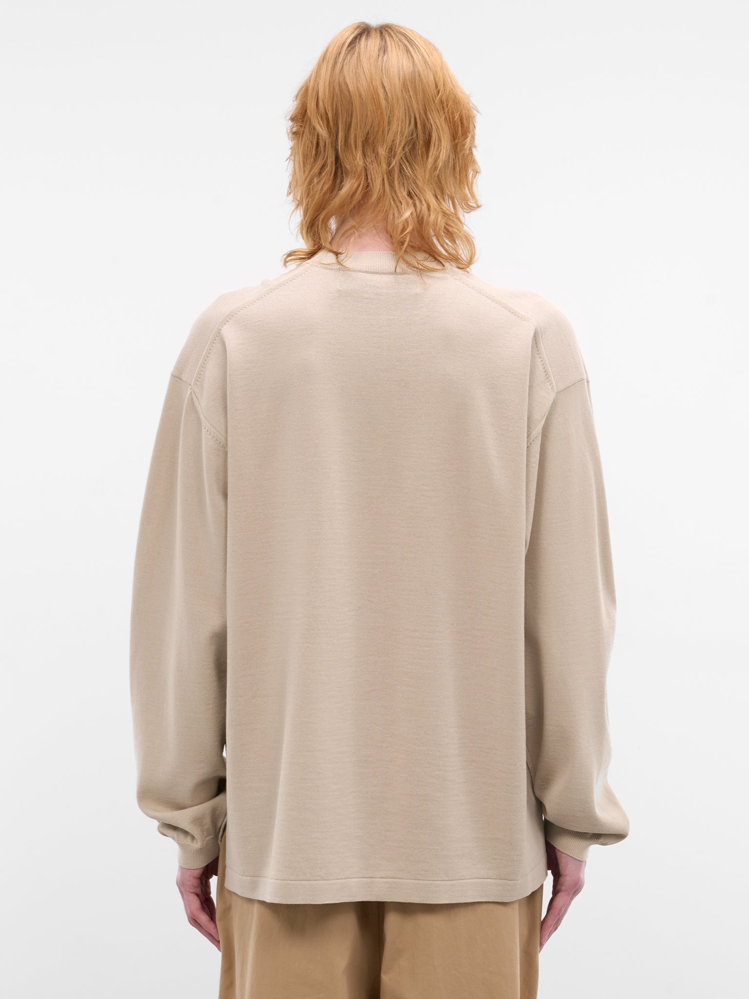 Beige Wool-Cotton Knit Sweater (HQ-N003-S26-BEIGE)