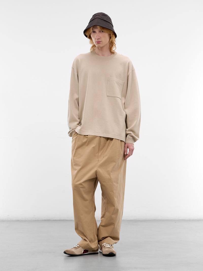 Beige Wool-Cotton Knit Sweater (HQ-N003-S26-BEIGE)