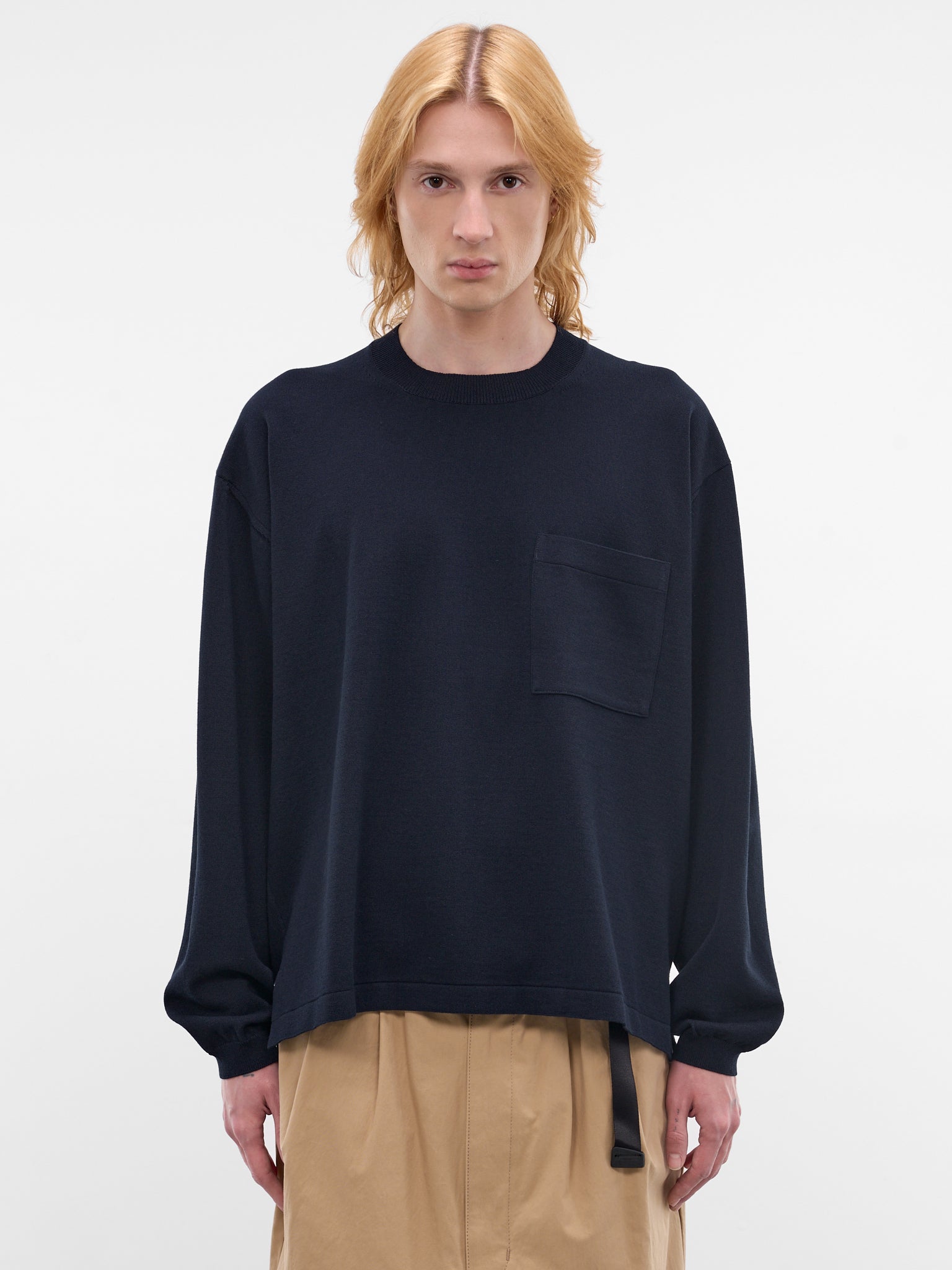 Navy Wool-Cotton Knit Sweater (HQ-N003-S26-NAVY)