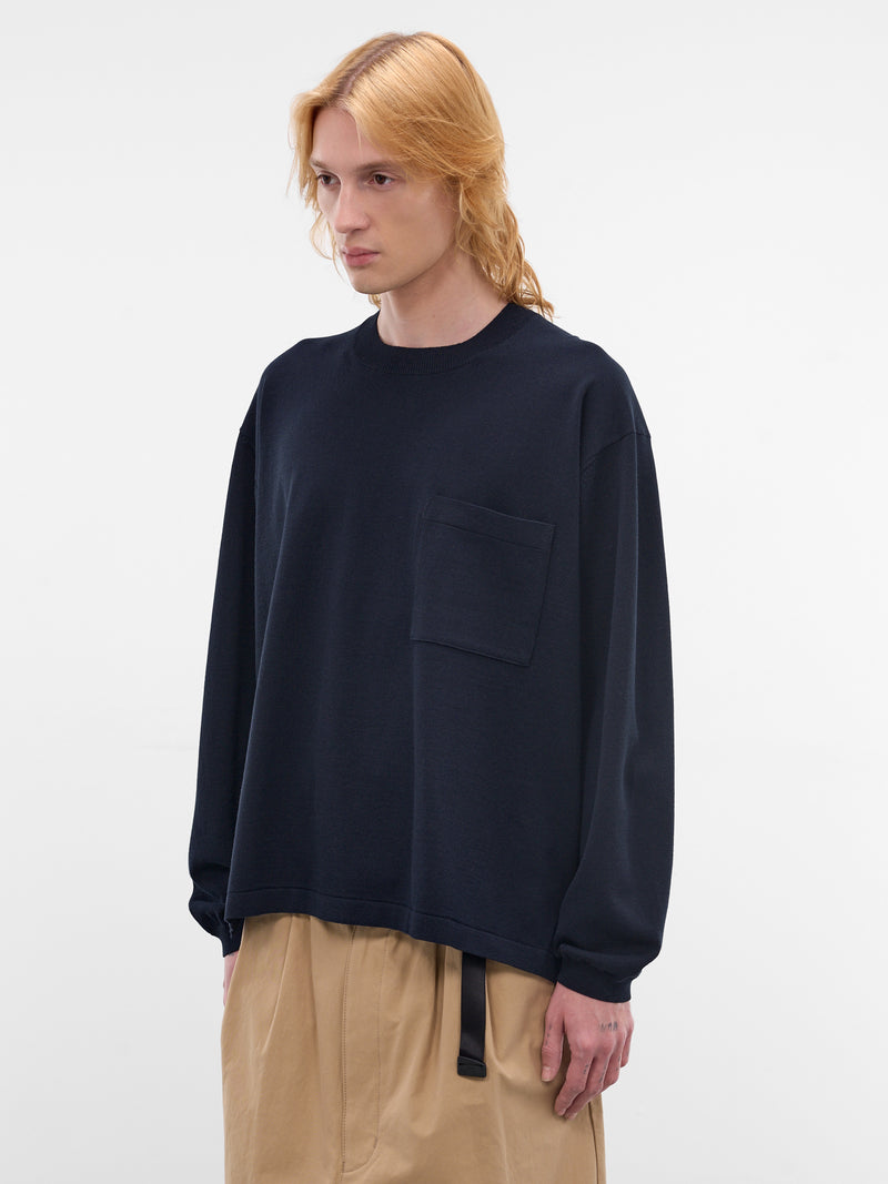 Navy Wool-Cotton Knit Sweater (HQ-N003-S26-NAVY)