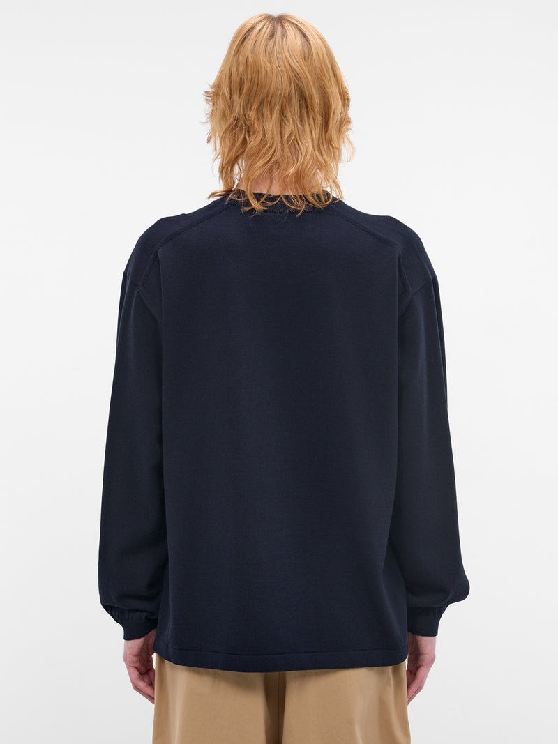 Navy Wool-Cotton Knit Sweater (HQ-N003-S26-NAVY)