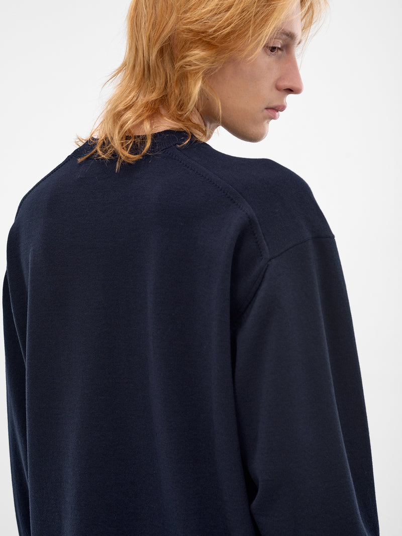 Navy Wool-Cotton Knit Sweater (HQ-N003-S26-NAVY)