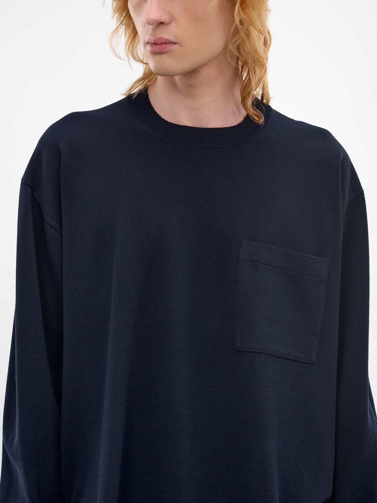 Navy Wool-Cotton Knit Sweater (HQ-N003-S26-NAVY)