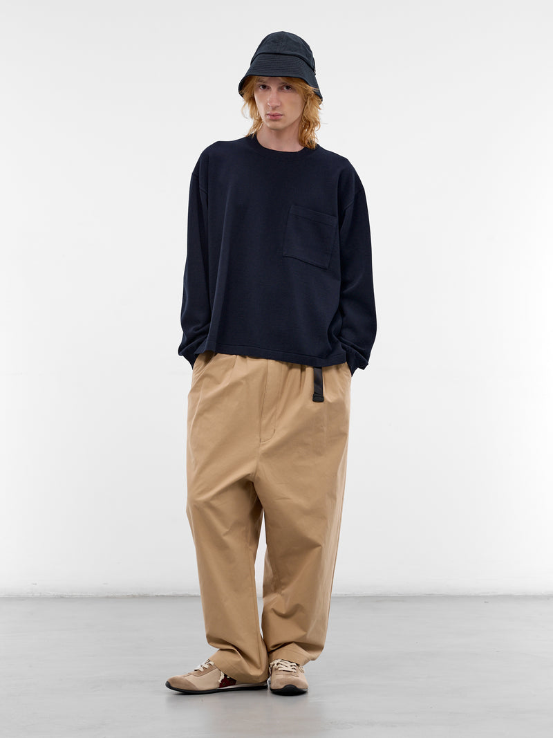 Beige Cotton Cinch Belt Trousers (HQ-P012-S26-BEIGE)
