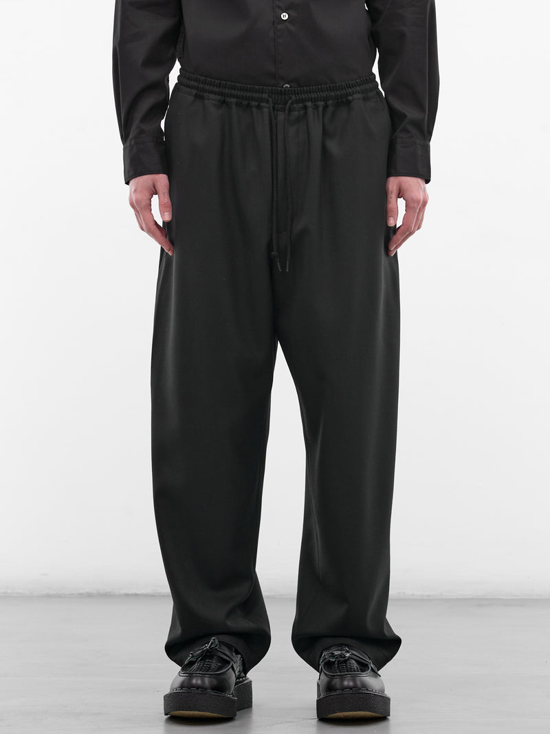 Black Wool Drawstring Trousers (HQ-P009-S26-BLACK)