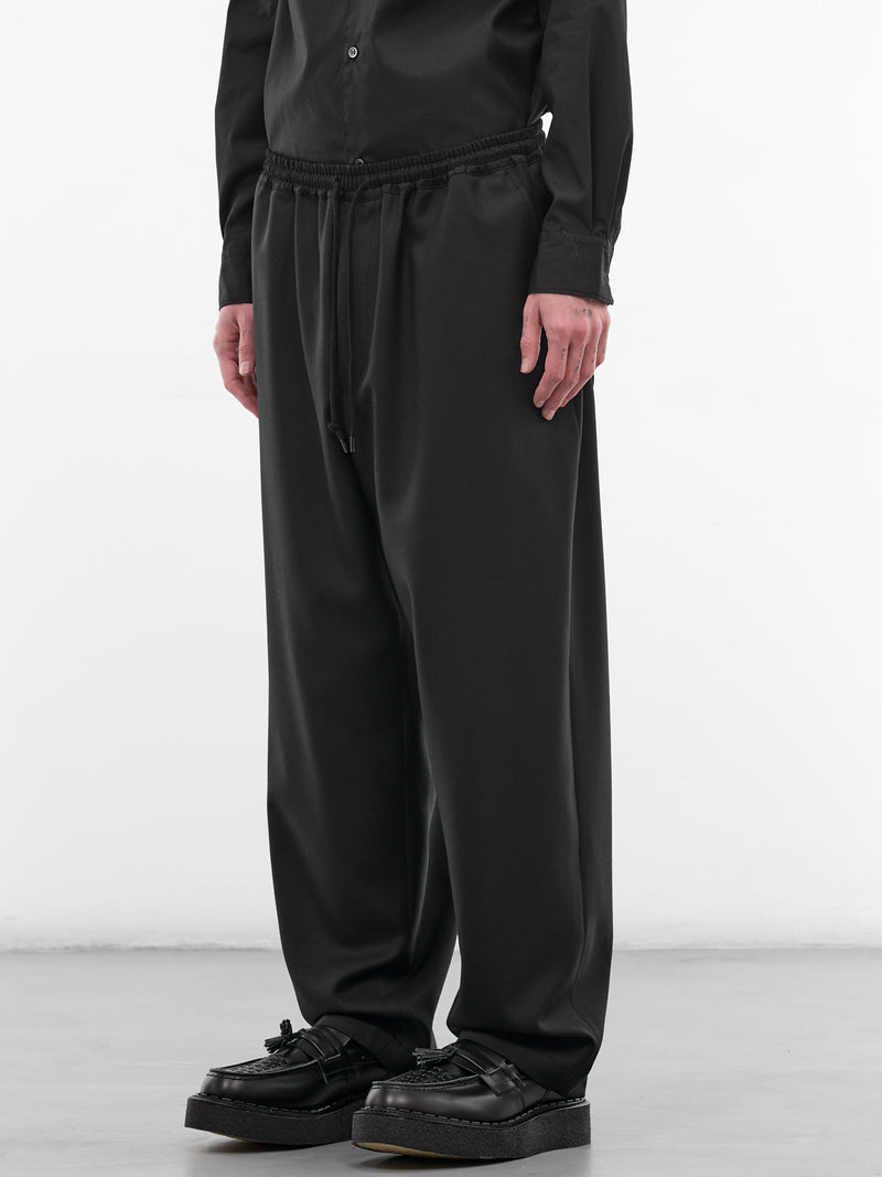 Black Wool Drawstring Trousers (HQ-P009-S26-BLACK)