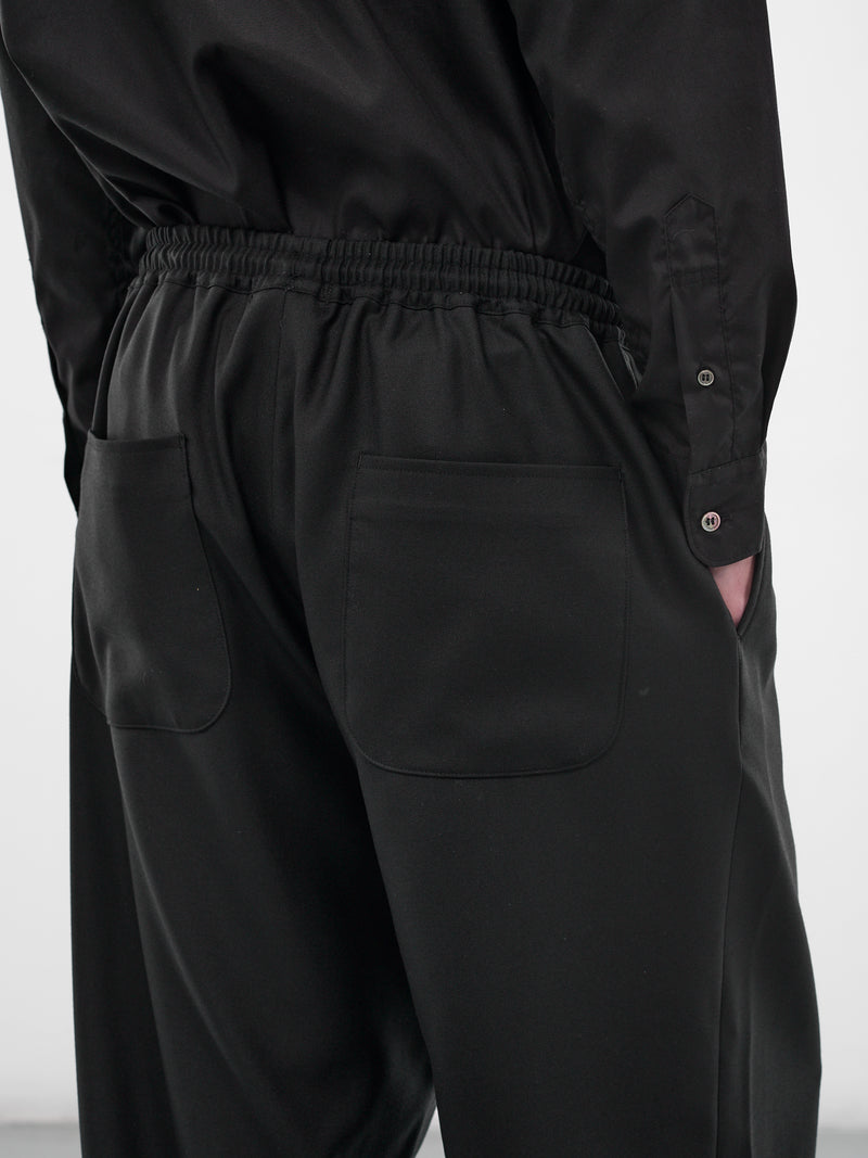 Black Wool Drawstring Trousers (HQ-P009-S26-BLACK)