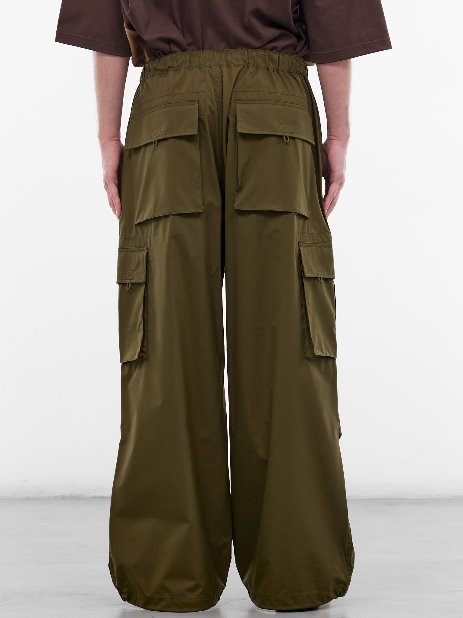 Khaki Nylon Baggy Cargo Pants (HQ-P011-S26-KHAKI)