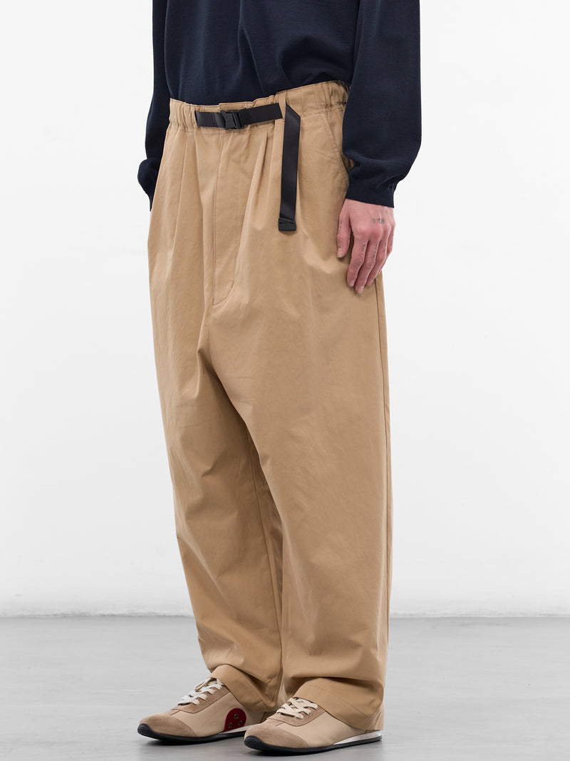 Beige Cotton Cinch Belt Trousers (HQ-P012-S26-BEIGE)