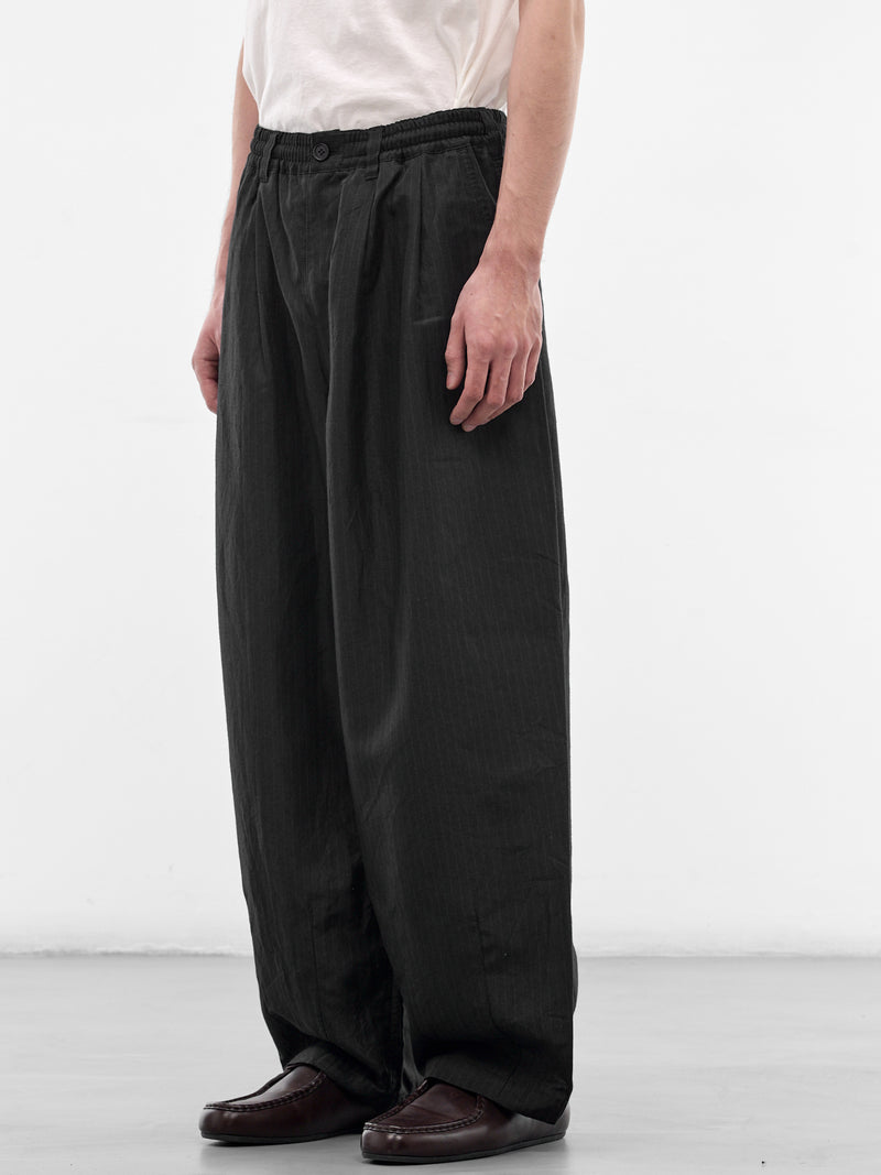 Black Striped Wide Leg Trousers (HQ-P031-S26-BLACK)