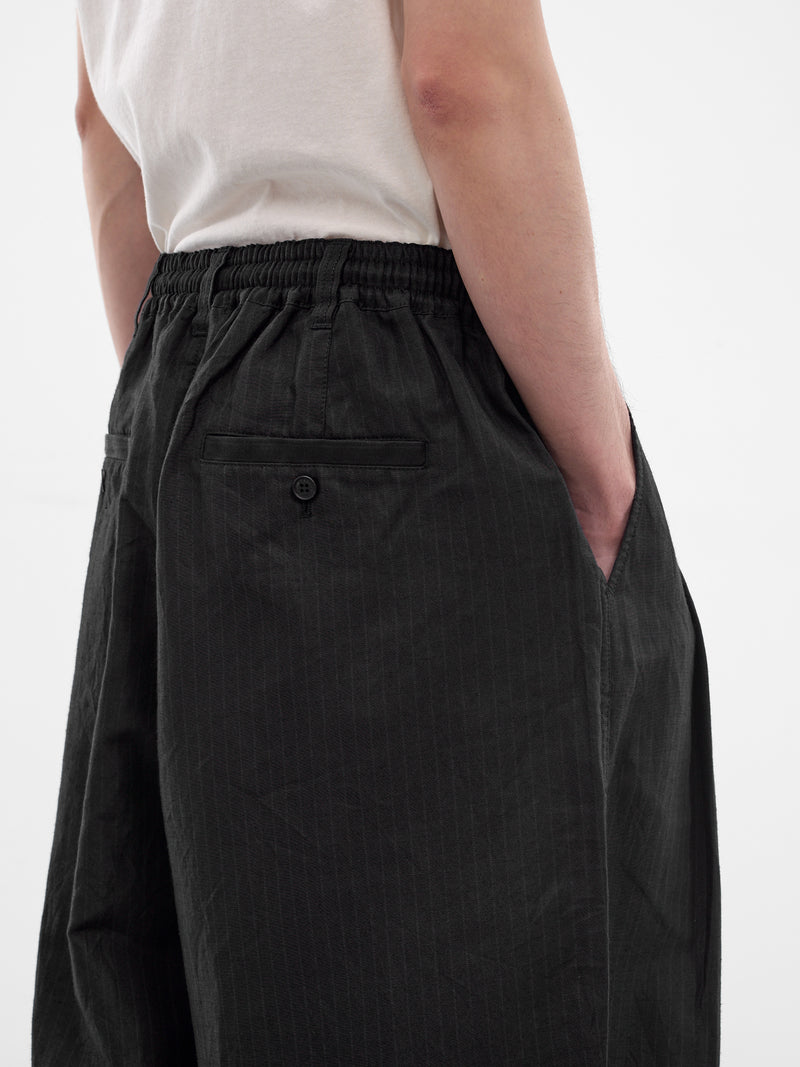 Black Striped Wide Leg Trousers (HQ-P031-S26-BLACK)