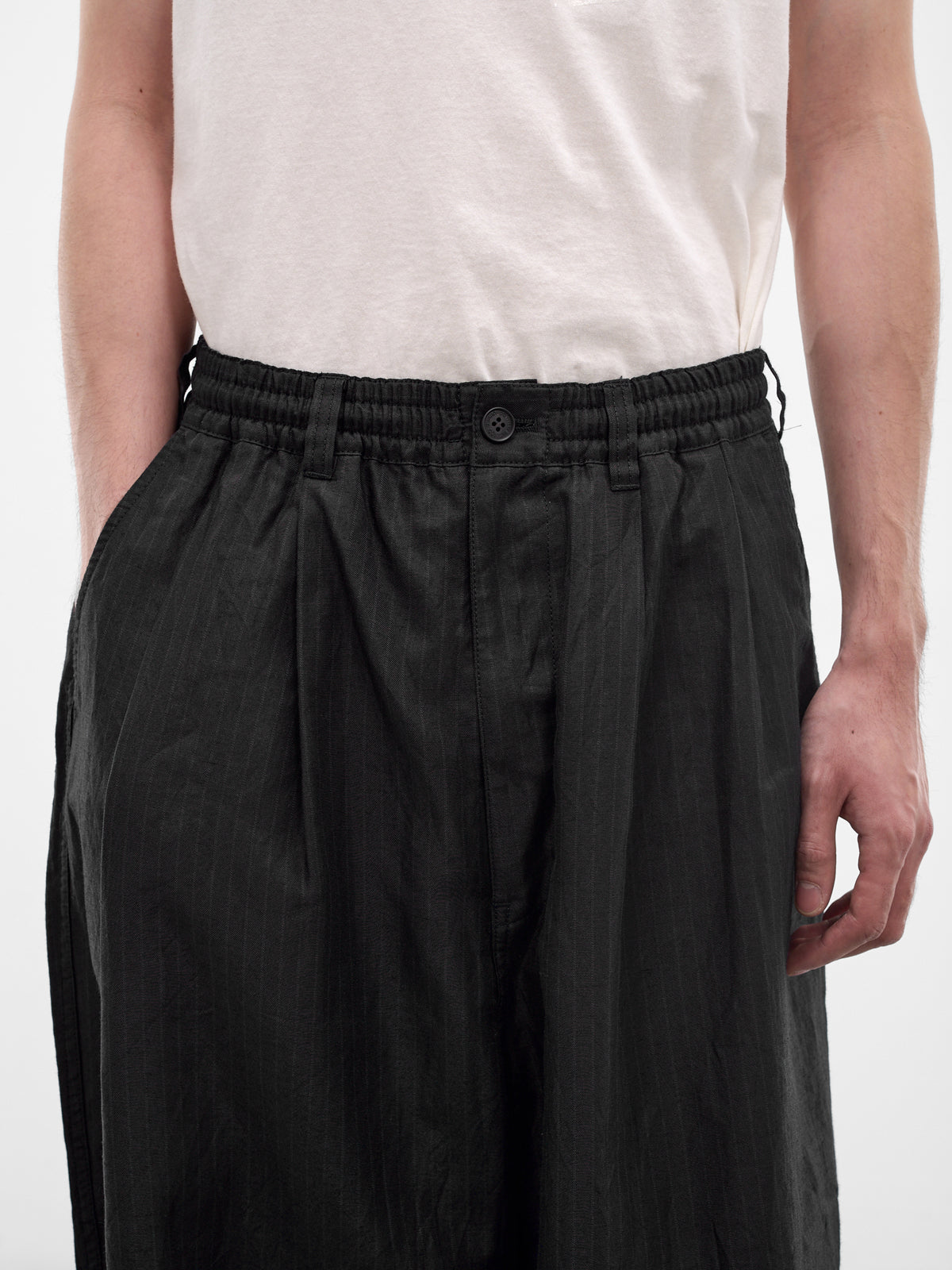 Black Striped Wide Leg Trousers (HQ-P031-S26-BLACK)