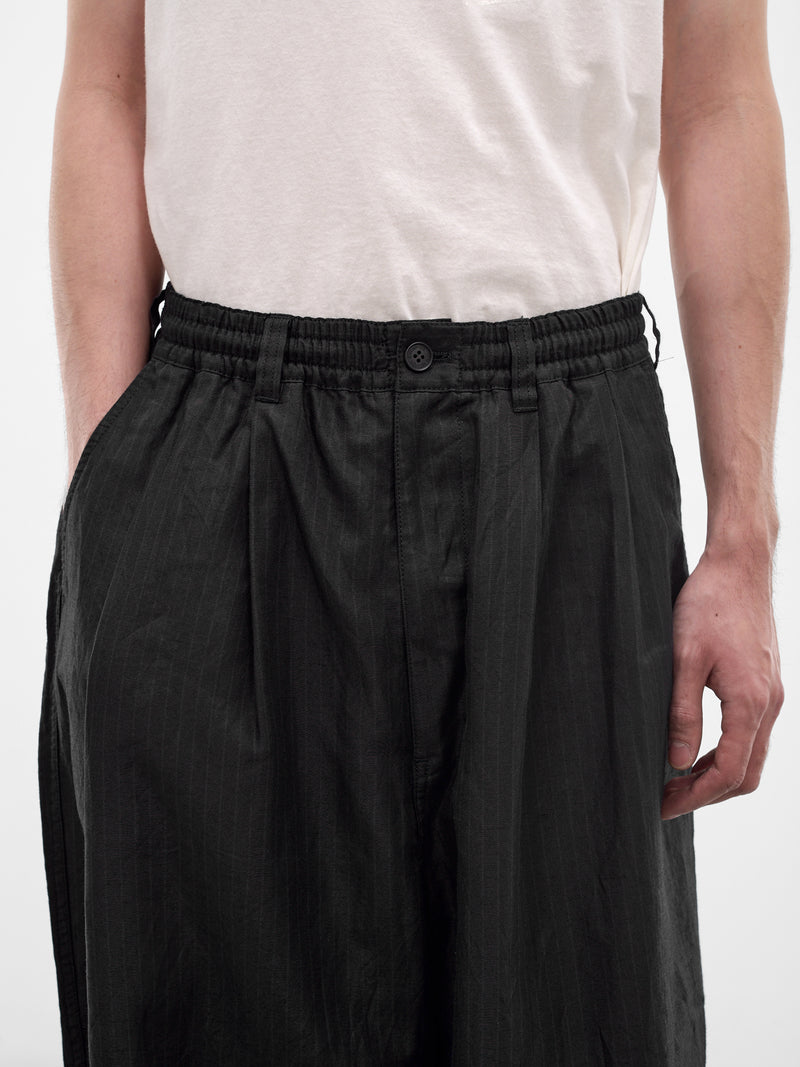 Black Striped Wide Leg Trousers (HQ-P031-S26-BLACK)