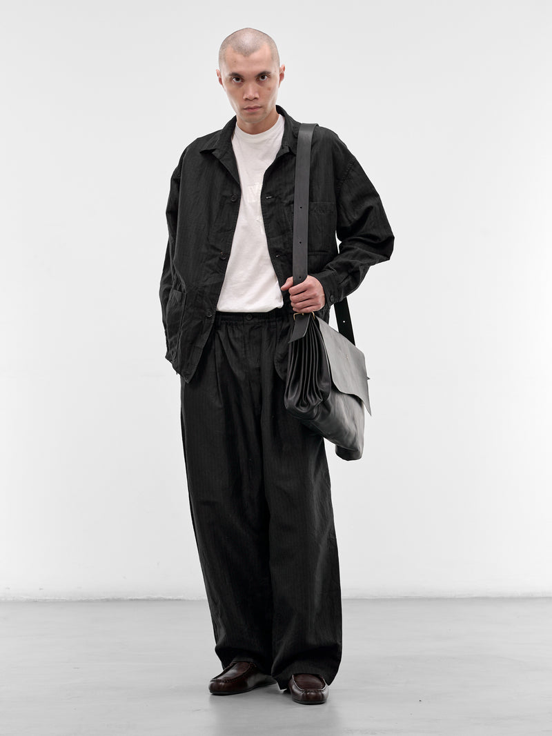 Black Striped Wide Leg Trousers (HQ-P031-S26-BLACK)