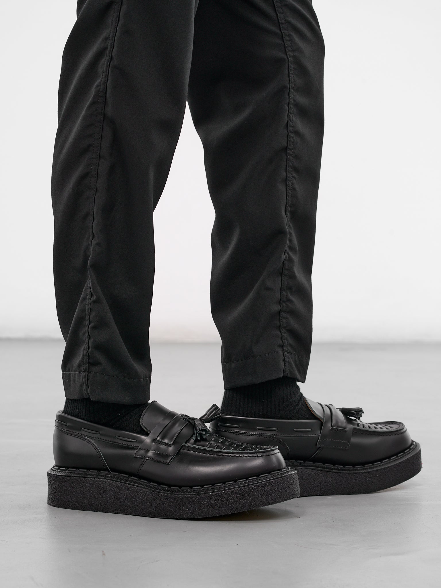 Black Wool Slim Ruched Trousers (HQ-P101-S26-BLACK)