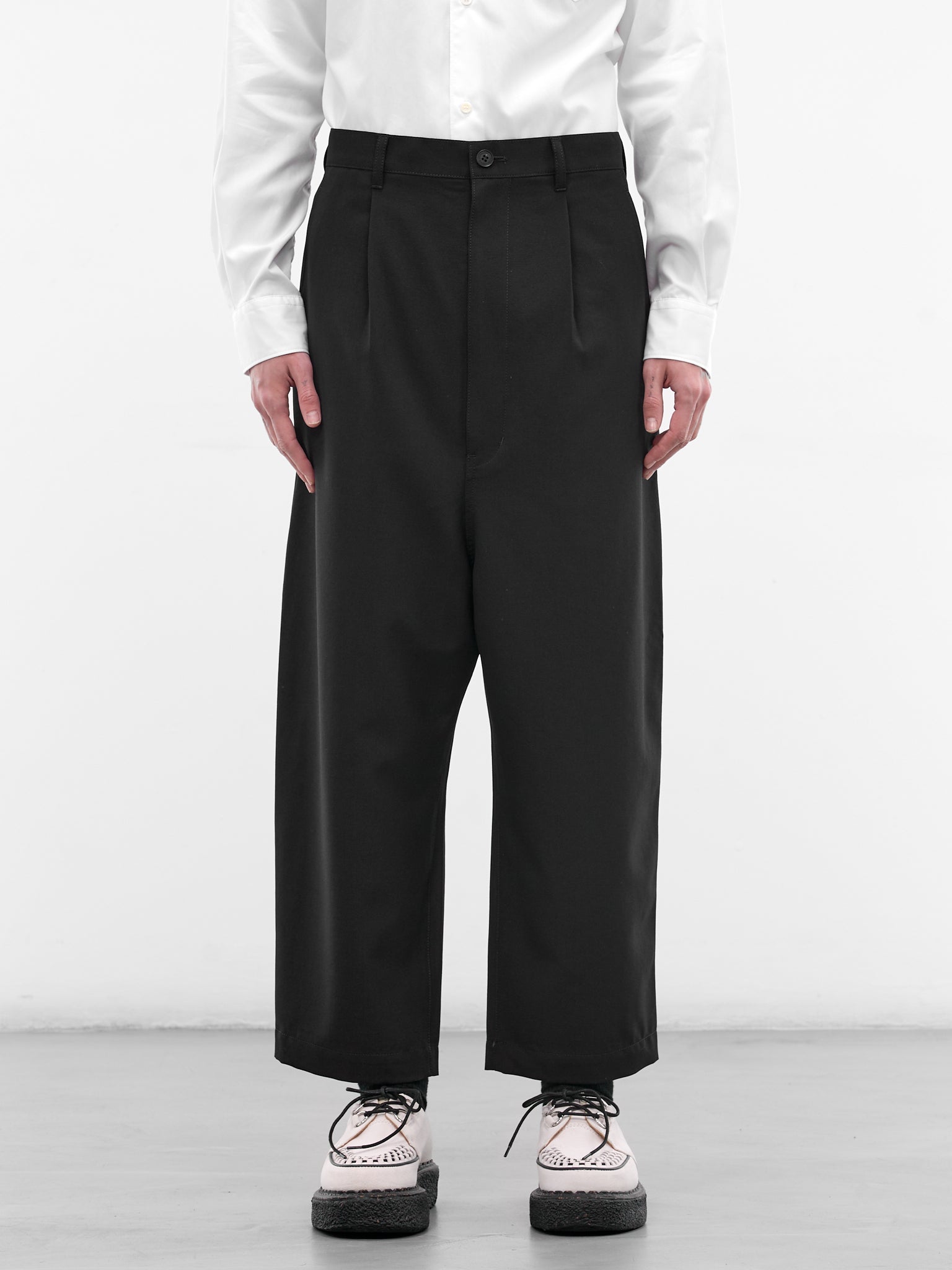 Navy Wool Cropped Wide Trousers (HQ-P102-S26-NAVY)