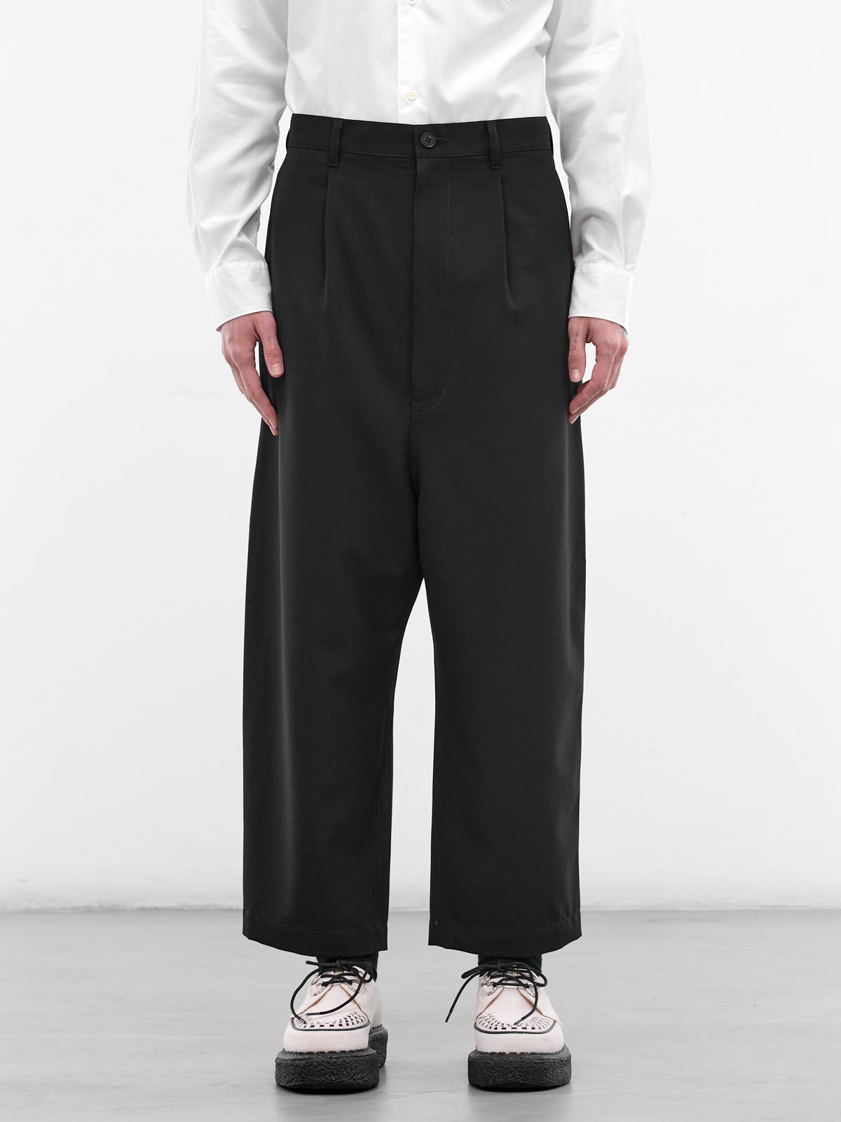 Navy Wool Cropped Wide Trousers (HQ-P102-S26-NAVY)