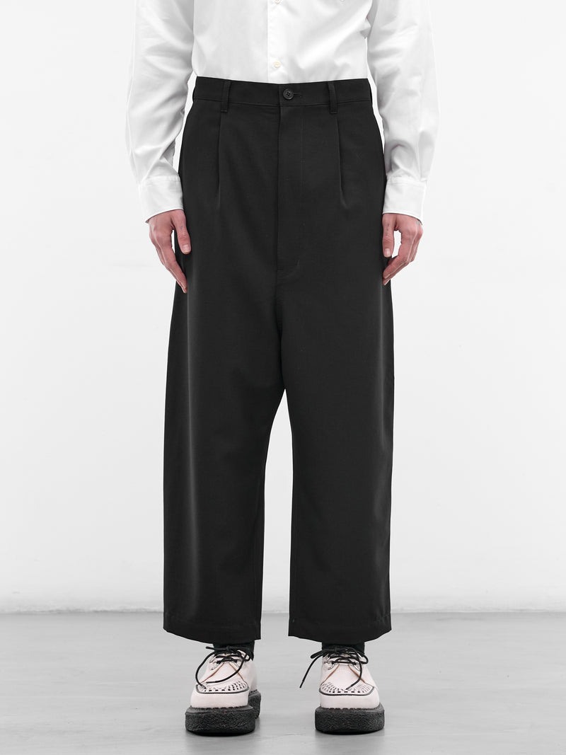 Navy Wool Cropped Wide Trousers (HQ-P102-S26-NAVY)