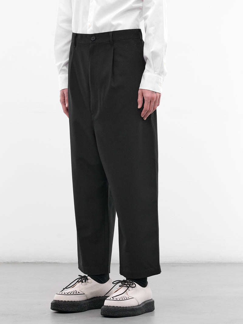 Navy Wool Cropped Wide Trousers (HQ-P102-S26-NAVY)