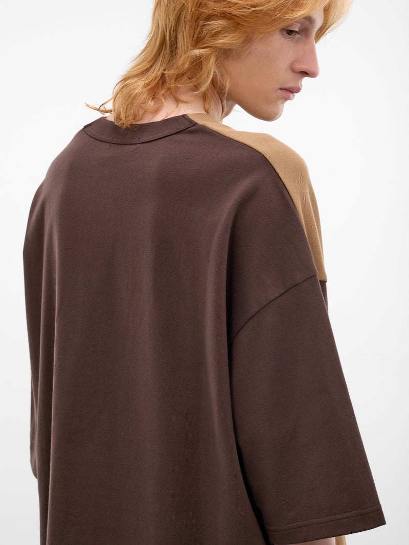 Two-Tone Cotton Oversized Tee (HQ-T004-S26-BROWN-BEIGE)