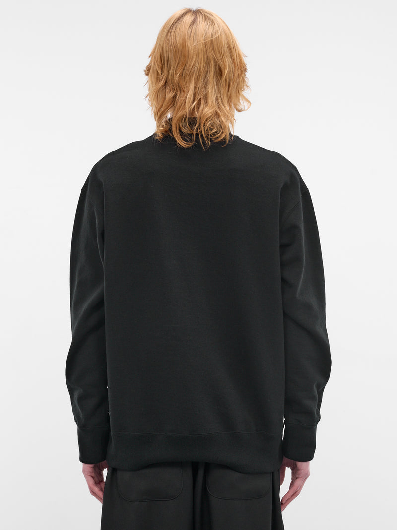 Black Cotton Logo Crewneck Sweatshirt (HQ-T104-S26-BLACK)