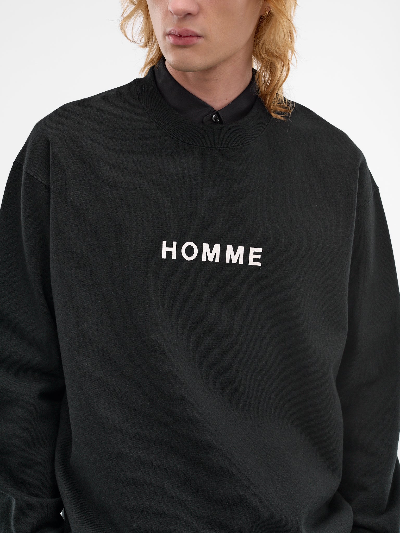 Black Cotton Logo Crewneck Sweatshirt (HQ-T104-S26-BLACK)
