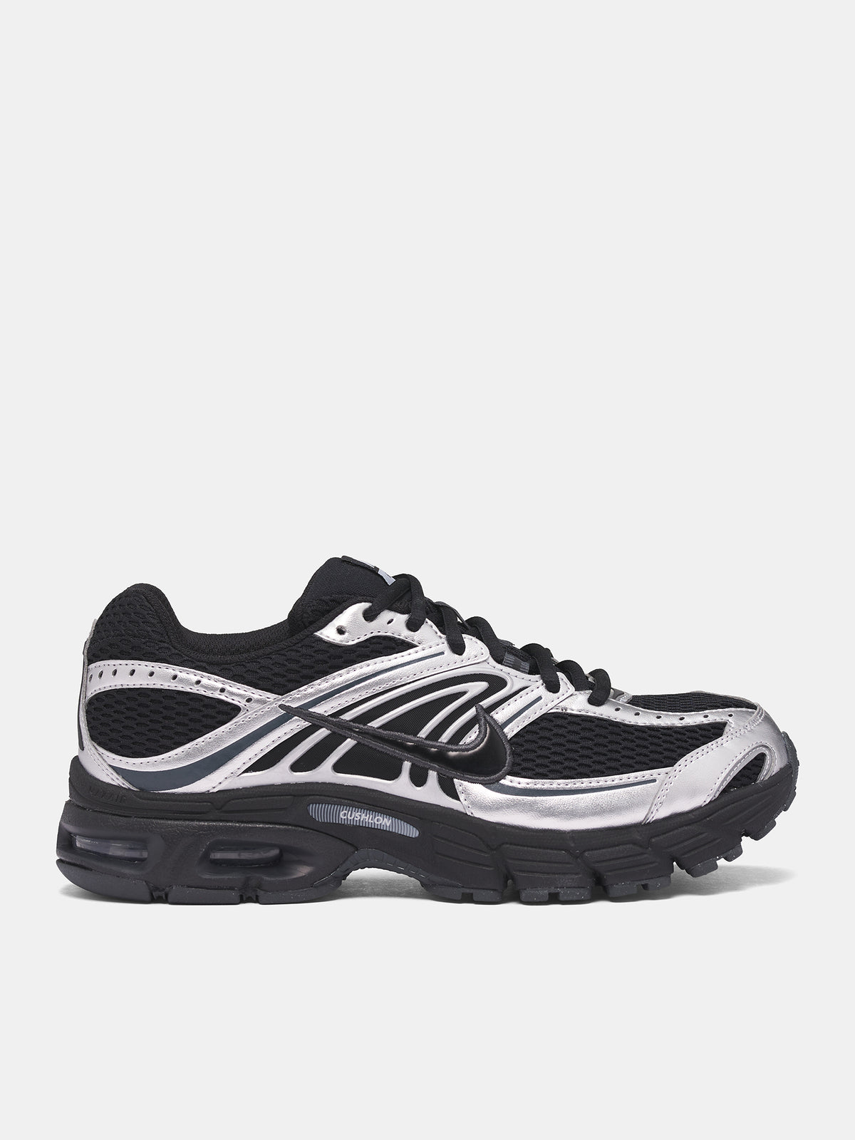 Black Air Max Moto 2K Sneakers (HQ2056-007-BLACK-METALLIC-SILV)