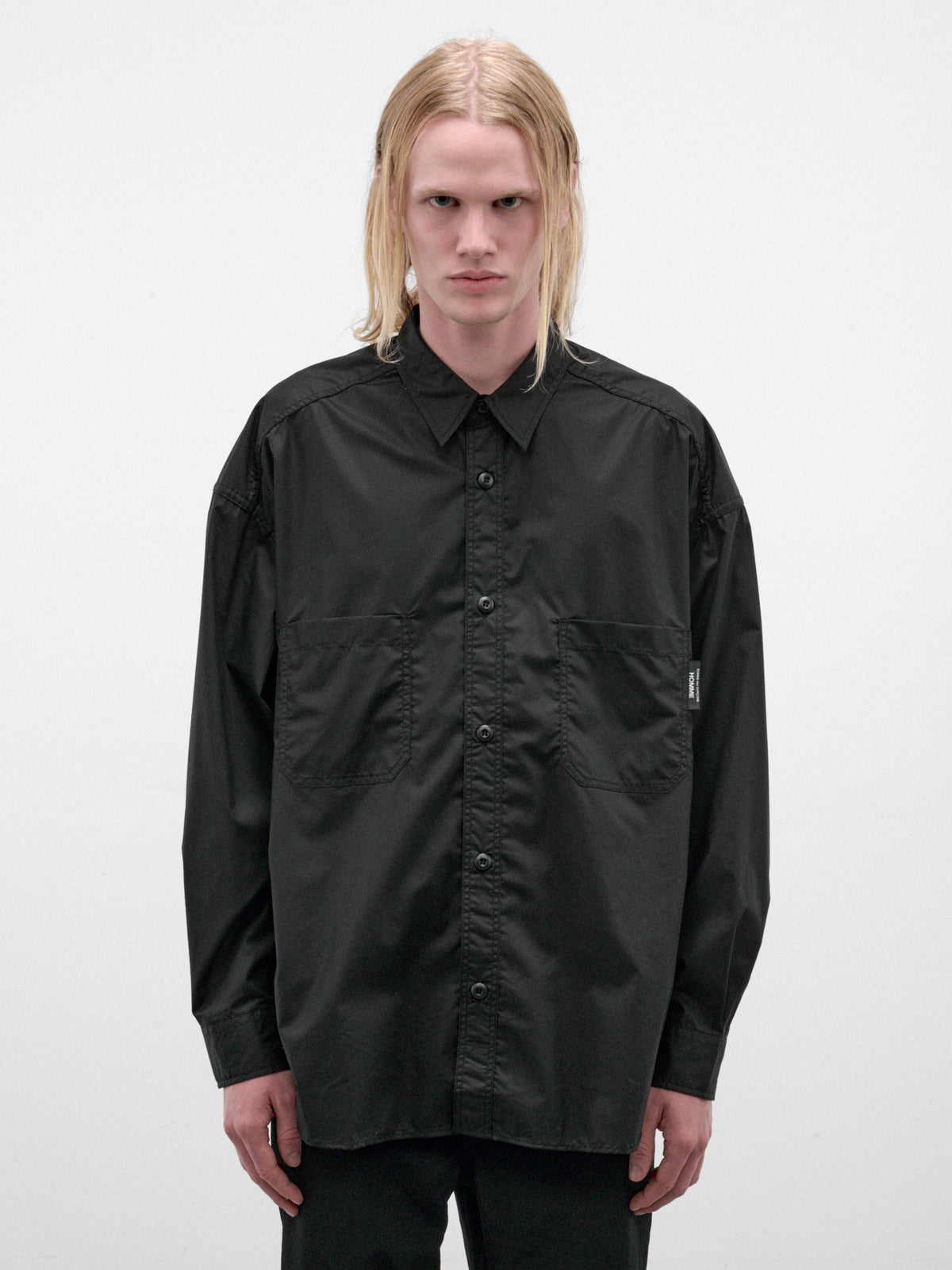 Black Cotton Ripstop Shirt (HR-B015-W26-BLACK)
