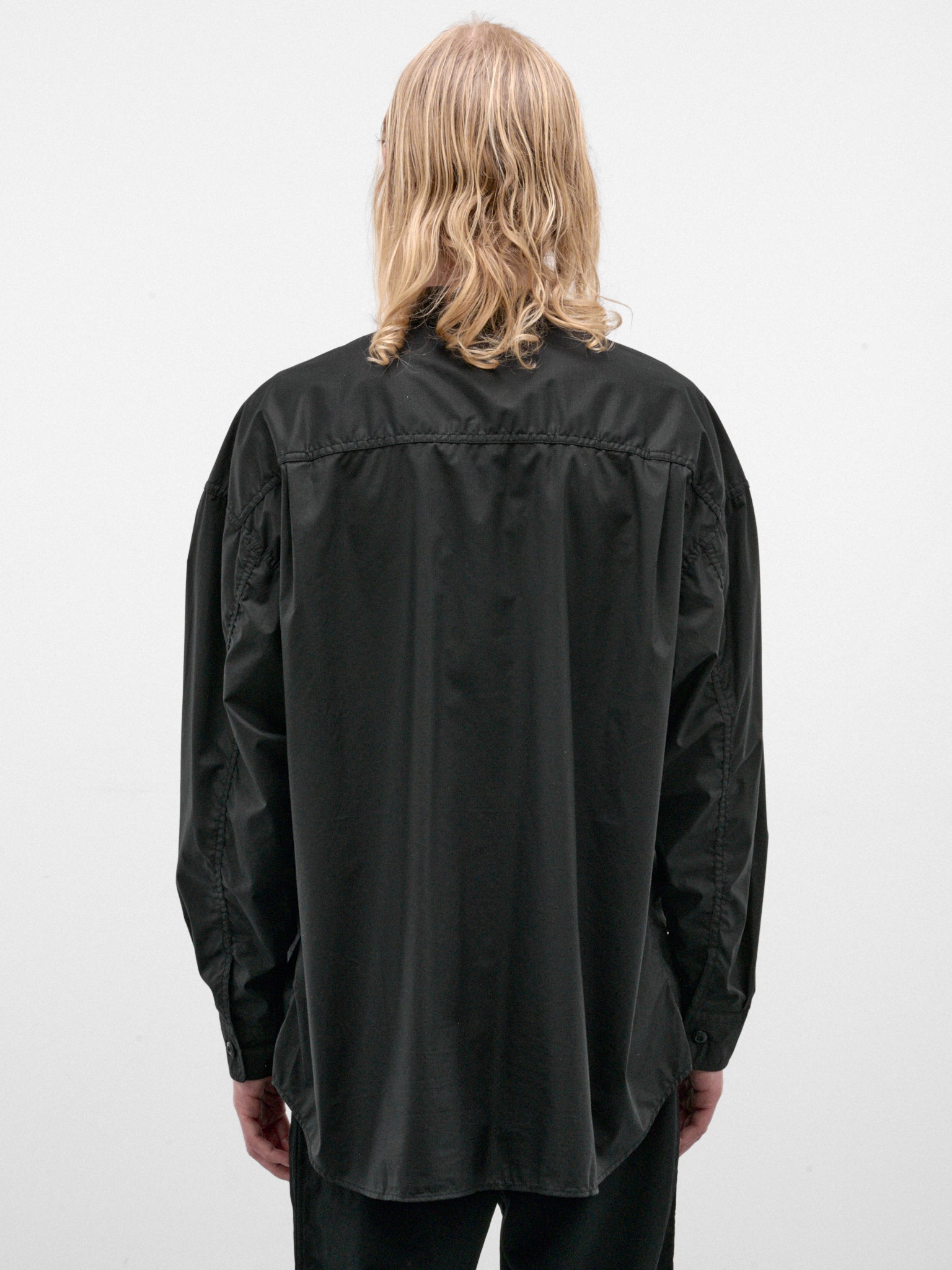 Black Cotton Ripstop Shirt (HR-B015-W26-BLACK)