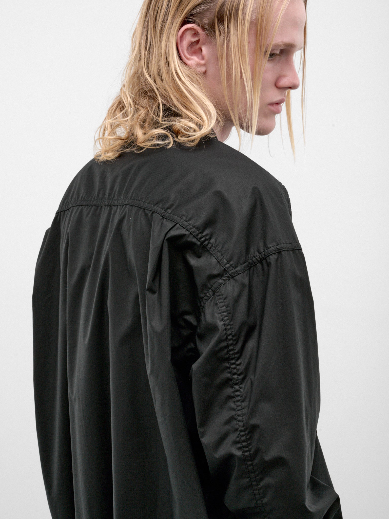 Black Cotton Ripstop Shirt (HR-B015-W26-BLACK)