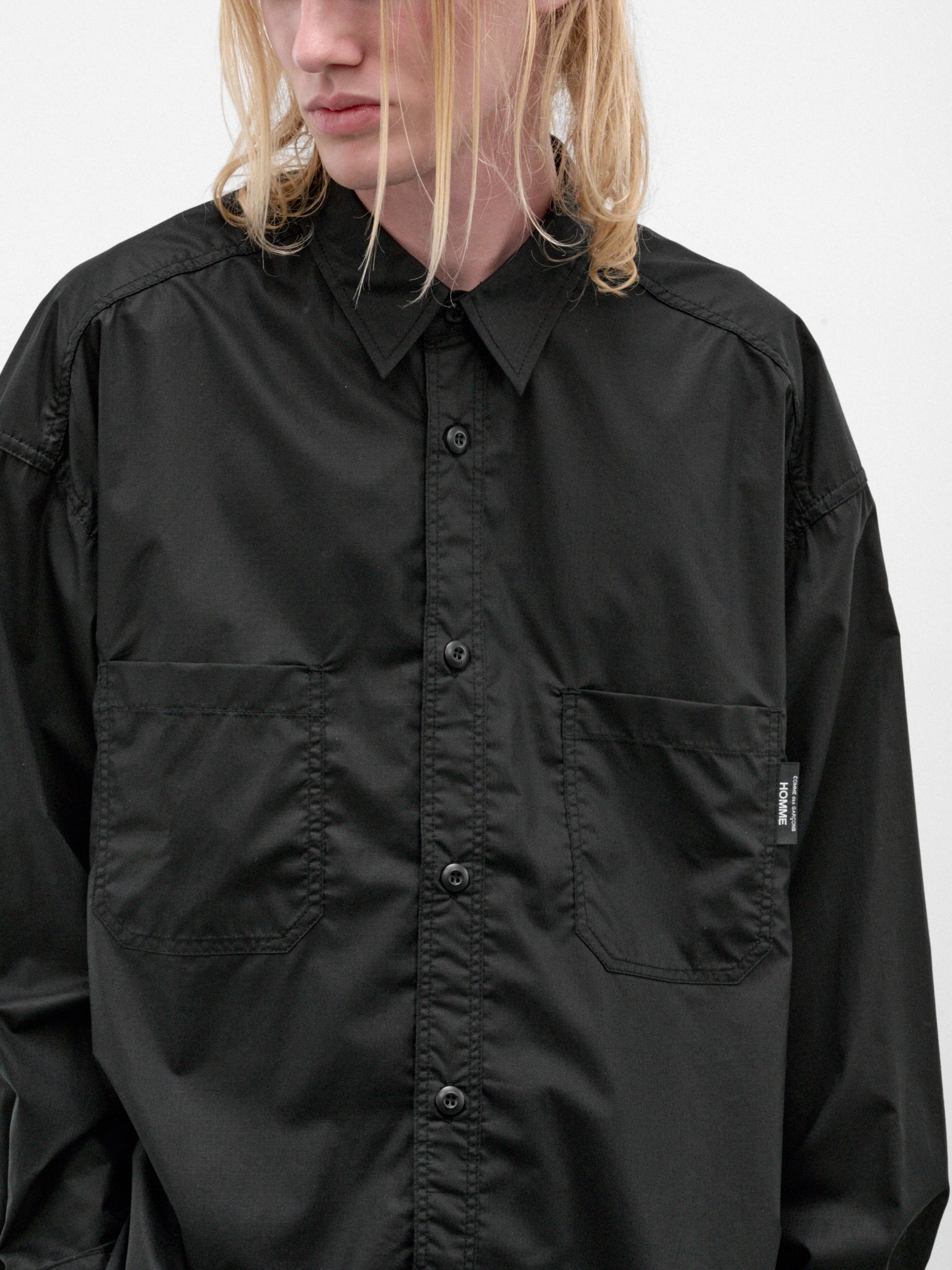Black Cotton Ripstop Shirt (HR-B015-W26-BLACK)