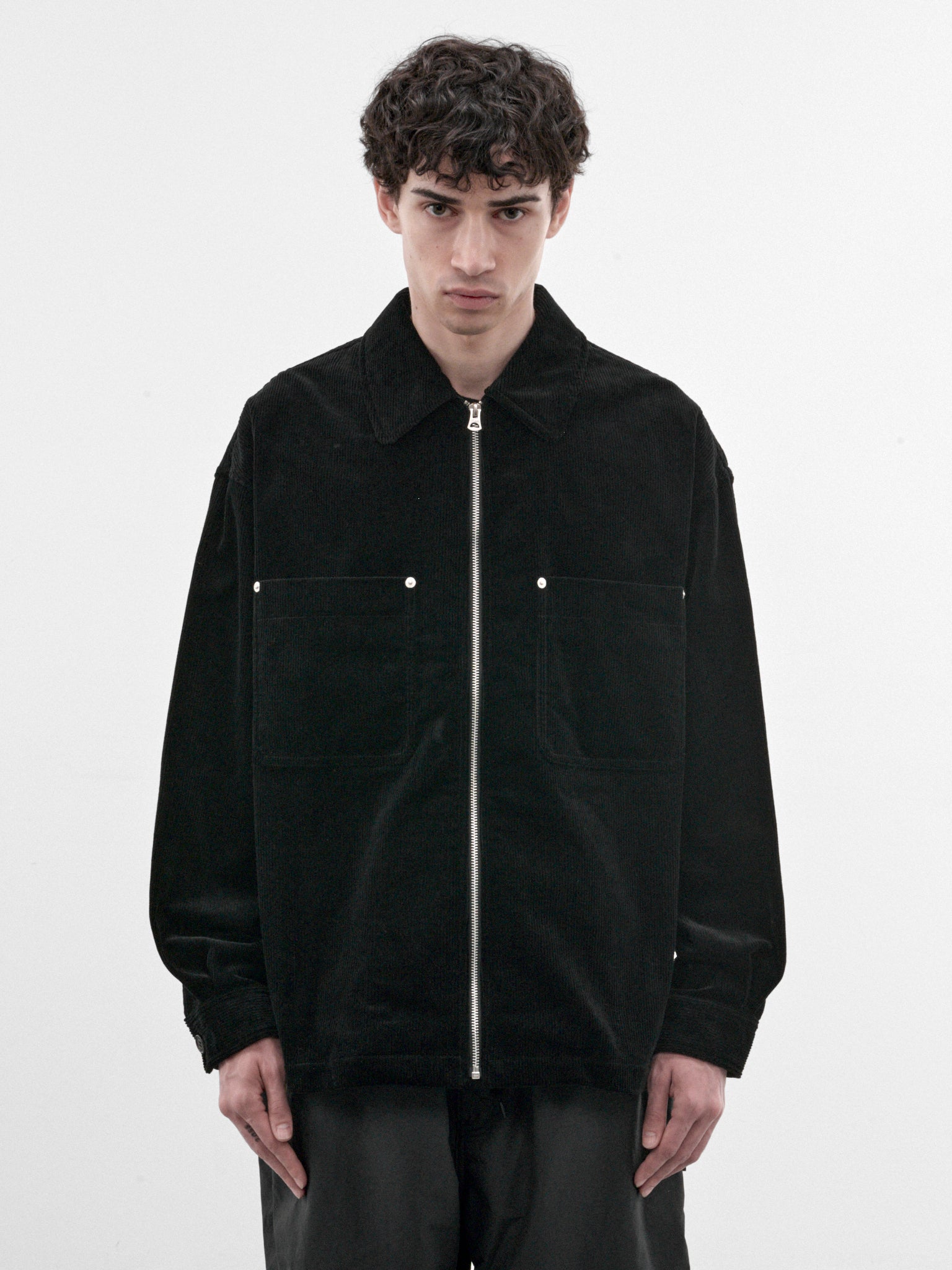 Black Zip-Front Shirt (HR-B027-W26-BLACK)