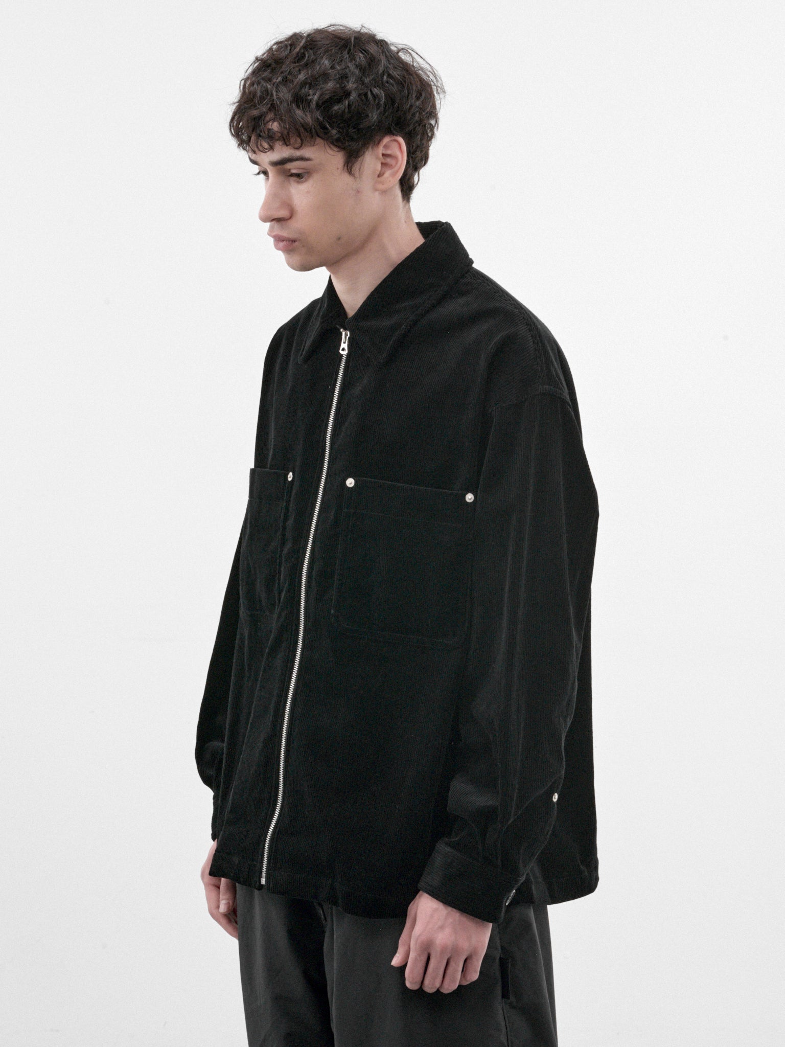 Black Zip-Front Shirt (HR-B027-W26-BLACK)
