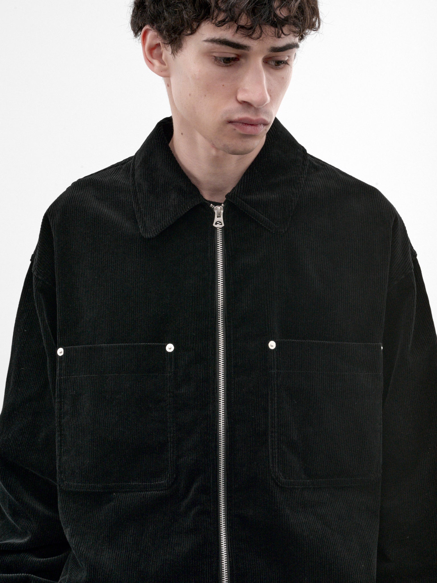 Black Zip-Front Shirt (HR-B027-W26-BLACK)