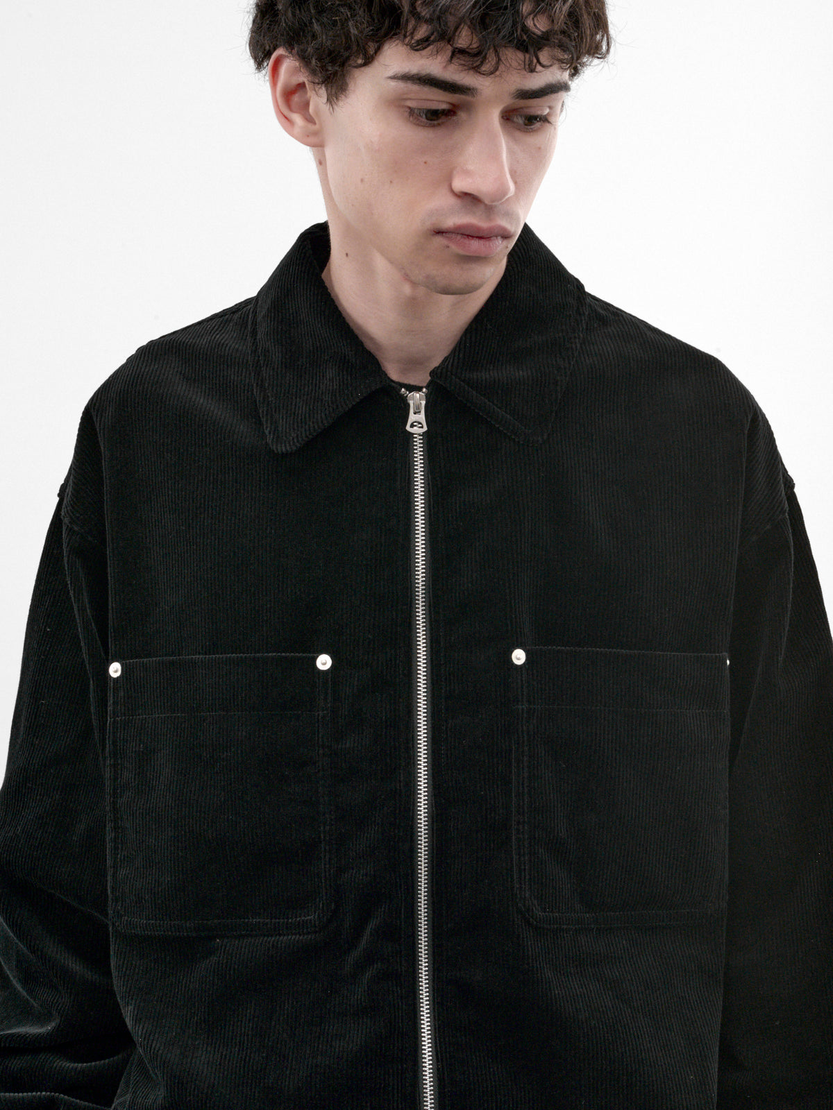 Black Zip-Front Shirt (HR-B027-W26-BLACK)
