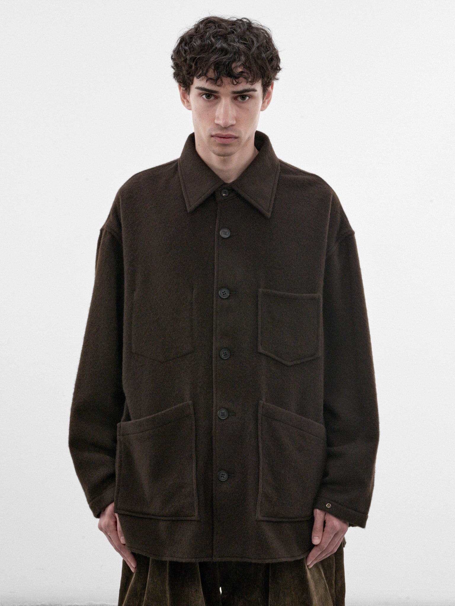 Brown Button-Front Shirt (HR-B028-W26-BROWN)