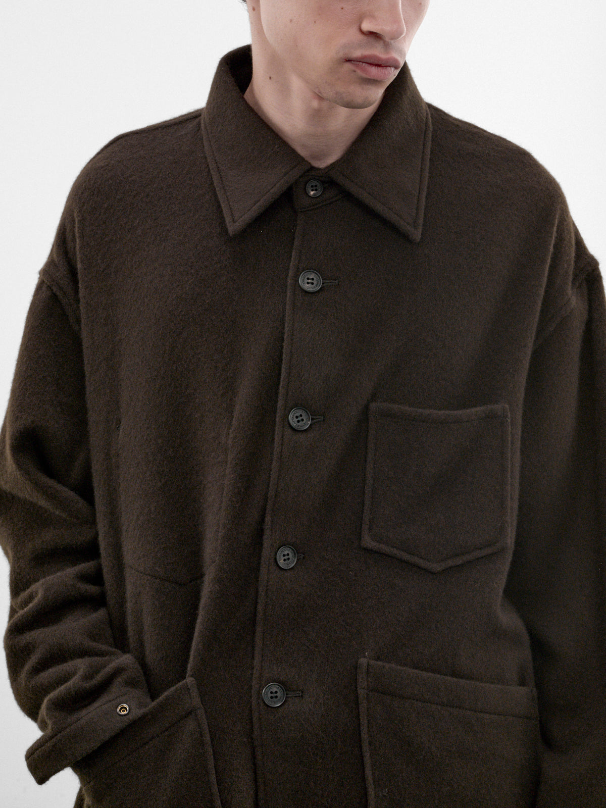 Brown Button-Front Shirt (HR-B028-W26-BROWN)