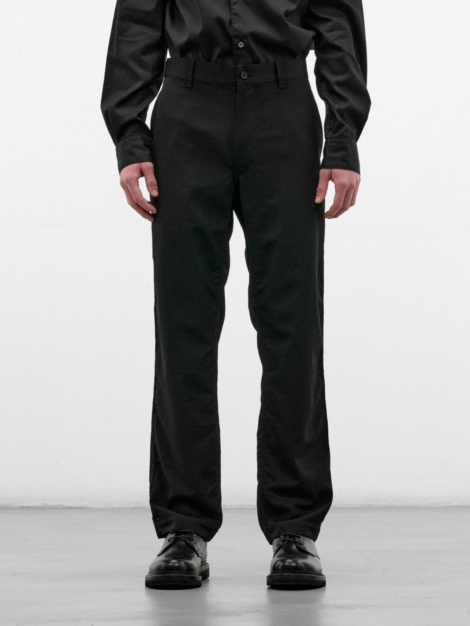 Black Wool Gabardine Trousers (HR-P101-W26-BLACK)