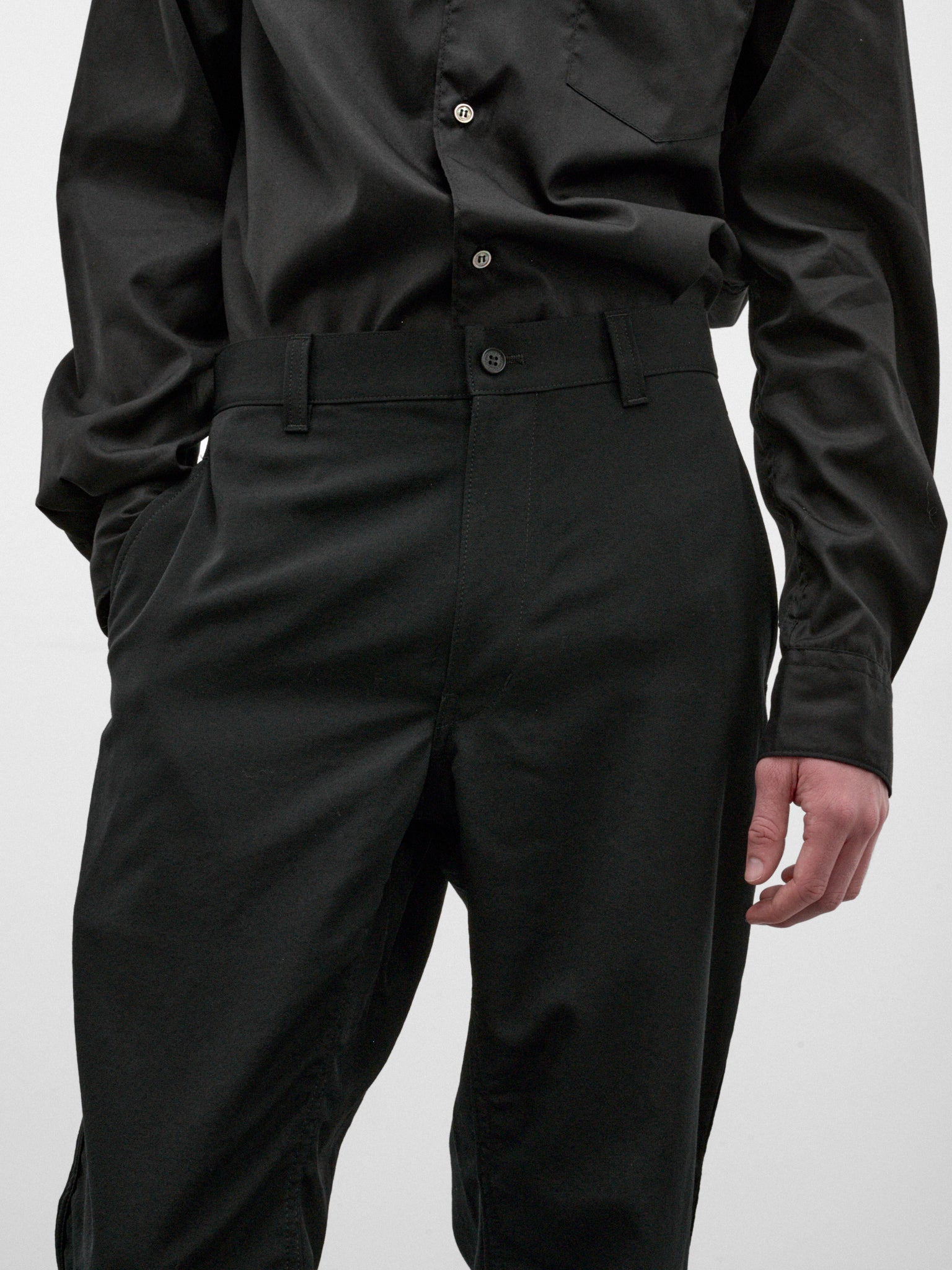 Black Wool Gabardine Trousers (HR-P101-W26-BLACK)
