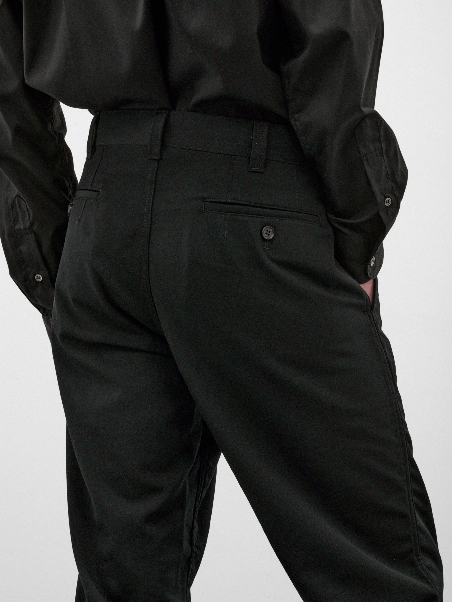 Black Wool Gabardine Trousers (HR-P101-W26-BLACK)